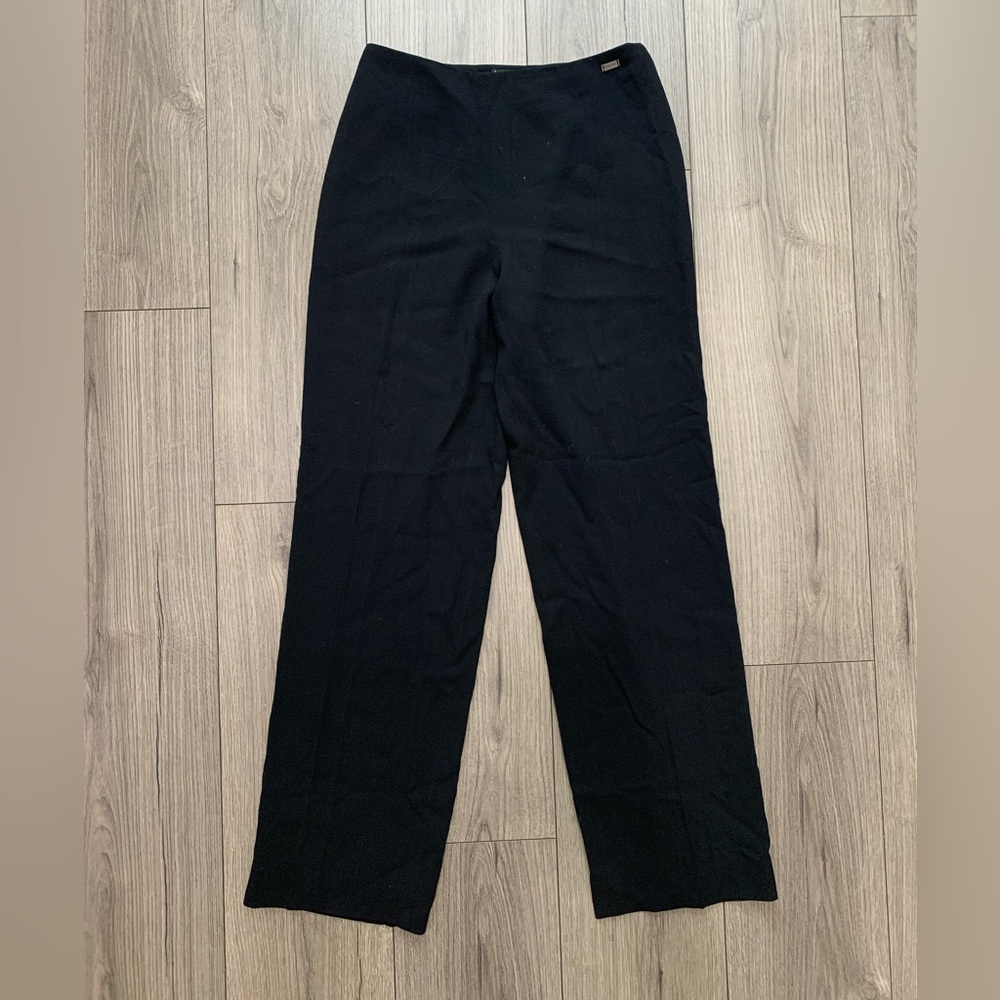 Chanel Black Wool Side Zip Straight Leg‎ Dress Pants Size 38